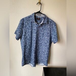 Rodd & Gunn Men's Button Down Shirt Blue Crashing Waves Size M Hawaiian Shirt